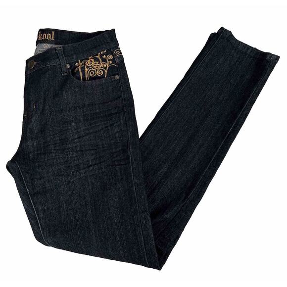 Old Skool Womens Flap Pocket Dark Jeans size 10 - Picture 4 of 12